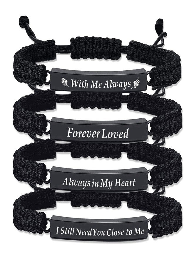 RIPFEVURN 4 Pack Cremation Jewelry Bar Urn Bracelet for Ashes for Women Men Adjustable Memorial Keepsake Rope Braided Bracelet - Image 1